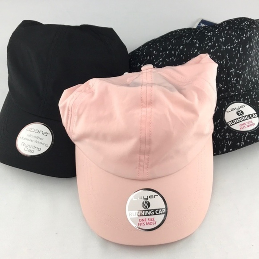 Running hat bundle of 3 caps. Moisture wicking. NWT